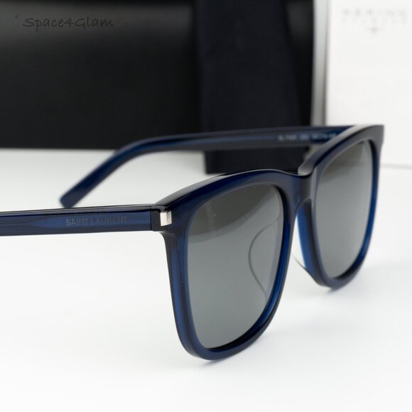 Saint Laurent Women Sunglasses Blue Silver Square SL116K 003 NEW AUTHENTIC main image 6